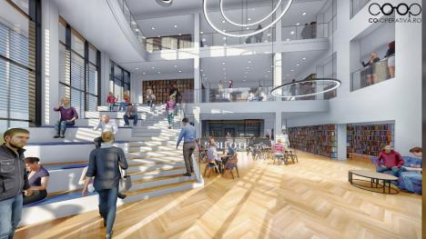 S-a deschis șantierul pentru modernizarea Bibliotecii Județene. Primele lucrări, în holul clădirii (FOTO)