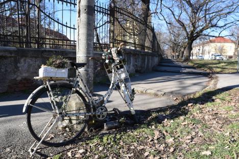 O nouă bicicletă albă, amplasată lângă Palatul Baroc în memoria orădencei Kiss Boglárka (FOTO)