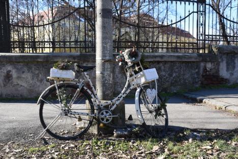 O nouă bicicletă albă, amplasată lângă Palatul Baroc în memoria orădencei Kiss Boglárka (FOTO)