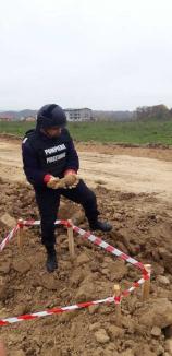 Bombă în Băile Felix! A fost găsită în timpul săpăturilor pentru noua șosea Oradea - Sânmartin (FOTO)