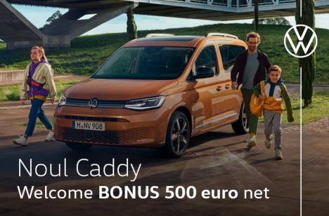 Ai Welcome Bonus în valoare de 500 euro net valabil la achiziţia noului Caddy! Vino la D&C şi profită de ofertă!