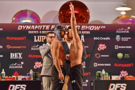 Cântarul oficial Dynamite Fight Show. Confruntarea dintre Sandu Lungu și Micuțu: “Am venit să ne batem, nu să dansăm” (FOTO/VIDEO)