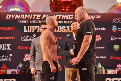 Cântarul oficial Dynamite Fight Show. Confruntarea dintre Sandu Lungu și Micuțu: “Am venit să ne batem, nu să dansăm” (FOTO/VIDEO)