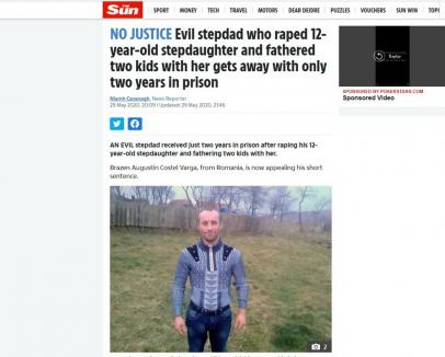 De mirul lumii: Cazul obsedatului din Bihor care și-a violat fiica și i-a făcut doi copii, preluat de tabloidul „The Sun”