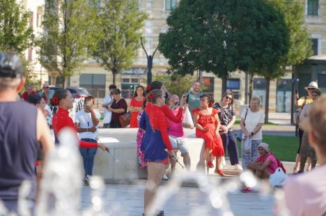 Care alegorice cu libelule, zâne, un astronaut și o vioară, „împletite” din mii de flori, au ajuns în Piaţa Unirii din Oradea (FOTO/VIDEO)