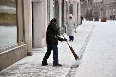 Zăpada a acoperit Oradea. Echipajele RER acţionează pentru curăţarea drumurilor (FOTO)