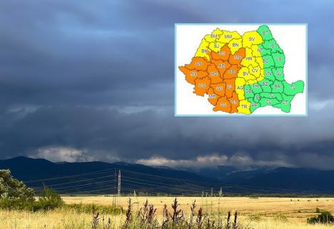 Zile furtunoase. Cod portocaliu în zona de munte a județului Bihor, cod galben în restul teritoriului