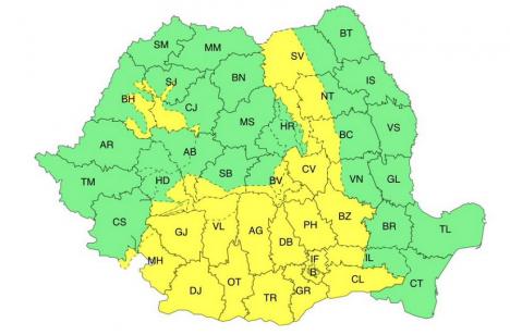 Cod galben de furtuni în zona montană a Bihorului. ANM anunță ploi, vijelii și grindină
