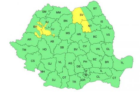 Cod galben de furtuni în zona montană a Bihorului. ANM anunță ploi, vijelii și grindină