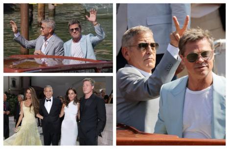 George Clooney şi Brad Pitt au atras atenția la Festivalul de Film de la Veneţia (FOTO)