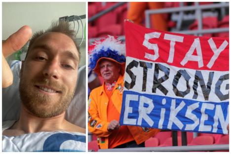 Fotbalistul Christian Eriksen, selfie şi mesaj pentru susţinători, de pe patul de spital
