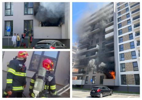 Incendiu la un bloc Prima din Nufărul. Locatarii au intervenit şi ei cu stingătoarele (FOTO/VIDEO)