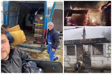 Campanie umanitară pentru o familie din Bihor care a rămas pe drumuri. Un incendiu le-a distrus casa (FOTO / VIDEO)