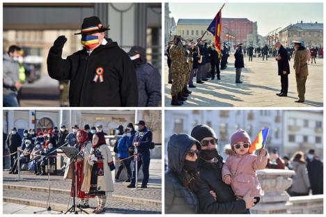 Mica Unire a fost sărbătorită la Oradea ca-n pandemie: fără horă, doar cu public şi defilare (FOTO / VIDEO)