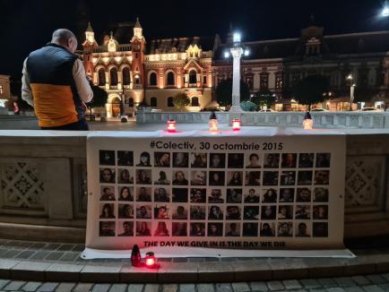 8 ani de la Colectiv: doar 8 orădeni au ieșit la o comemorare cu candele în Piața Unirii (FOTO)
