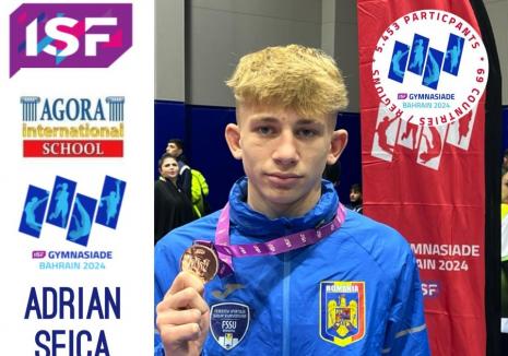 Adrian Seica, de la ACS Şcoala de Lupte „Ştefan Rusu” din Oradea, bronz la Olimpiada Sportului Şcolar din Regatul Bahrain (FOTO)