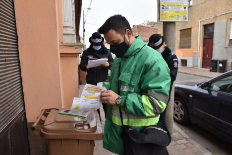 Colectare... corectată: O echipă mixtă de control ia la pas străzile Oradiei şi verifică modul în care oamenii aruncă gunoaiele (FOTO)