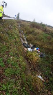 Curăţenie pe marginea drumurilor judeţene din Bihor. Gunoaiele adunate vor fi reciclate (FOTO)