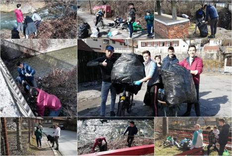 Tinerii dau exemplu. Un grup de elevi din Băiţa au curăţat satul de gunoaie (FOTO)