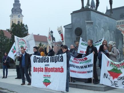"Uniţi salvăm toată România": Protestatari puţini pentru Roşia Montană, dar la fel de hotărâţi (FOTO / VIDEO)