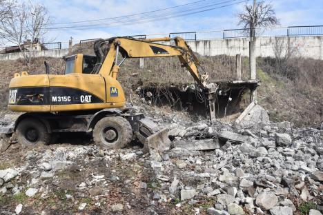 Primăria Oradea a început demolarea ruinelor din vecinătatea parcului IC Brătianu (FOTO / VIDEO)