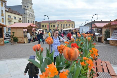 S-a deschis Târgul de Paști: Sute de orădeni s-au bucurat de soare, flori şi jocuri în Piața Unirii (FOTO)