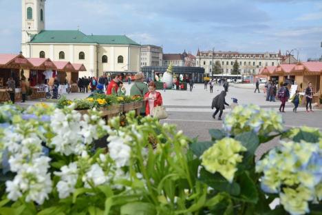S-a deschis Târgul de Paști: Sute de orădeni s-au bucurat de soare, flori şi jocuri în Piața Unirii (FOTO)