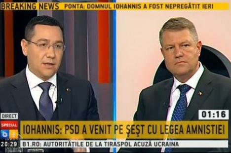 A doua dezbatere electorală Ponta-Iohannis: Atacuri pe temele plagiatului şi incompatibilităţii
