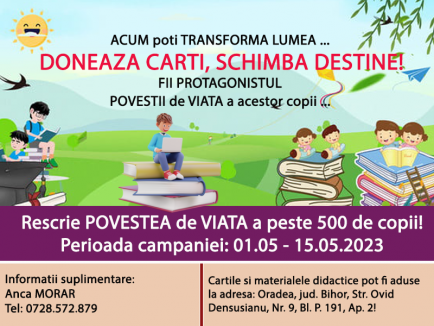 Pagini pentru viitor: campanie de donare de cărți și materiale didactice pentru o școală și două grădinițe din Bihor