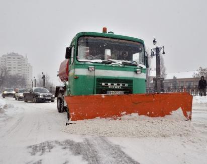 Zăpada a acoperit Oradea. Echipajele RER acţionează pentru curăţarea drumurilor (FOTO)