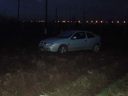 Accident pe Calea Sântandreiului: O şoferiţă de 24 de ani a ajuns pe arătură după ce a ratat o depăşire (FOTO)