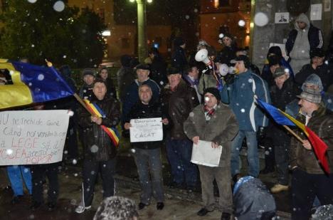 Oradea, seara a şasea de proteste: Unii manifestanţi s-au retras din cauza lozincilor vulgare (FOTO)