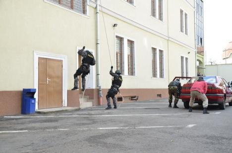 Bombă artizanală şi jaf armat în curtea Poliţiei Bihor: mascaţii au intervenit în forţă (FOTO)