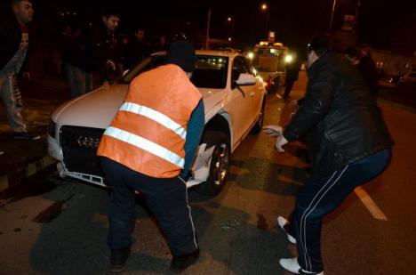 Accident spectaculos pe Calea Averescu: un Audi A6 nou-nouţ a fost "îmburdat" de şoferiţa unui Ford Mondeo (FOTO)