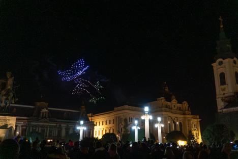 ”Oradea, orașul oamenilor”. Un spectacol cu drone a luminat cerul, în a doua seară de FestiFall (FOTO/VIDEO)