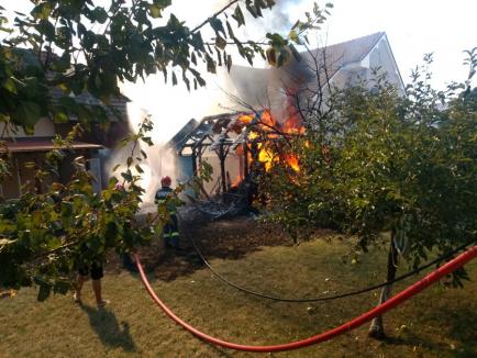 Incendiu în Oradea: O filigorie a ars ca o torță într-o gospodărie din cartierul Oncea (VIDEO)