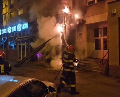 Foc la o florărie aflată la parterul unui bloc de pe bulevardul Decebal din Oradea (VIDEO)