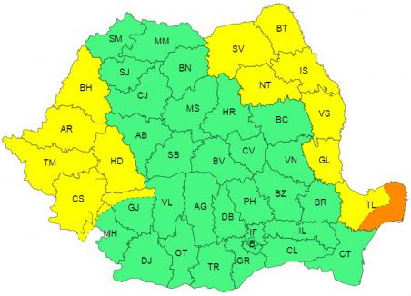 Ploile continuă: Un nou cod galben de precipitații în Bihor