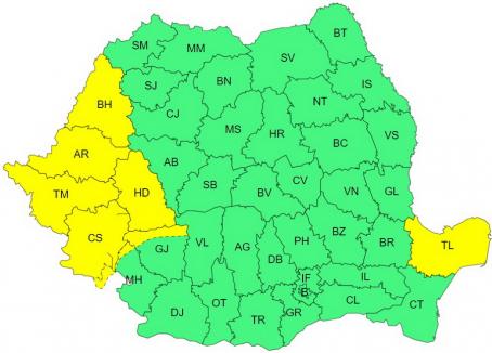 Ploile continuă: Un nou cod galben de precipitații în Bihor