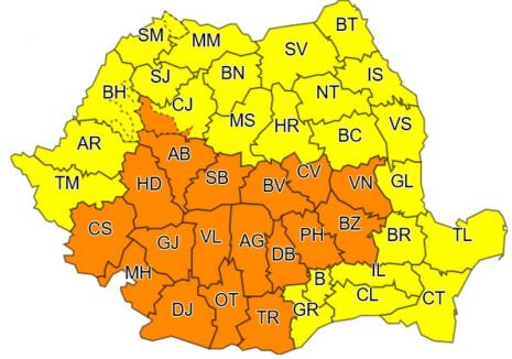 Veşti proaste de la meteorologi: Codul galben de vreme rea se prelungeşte în Bihor