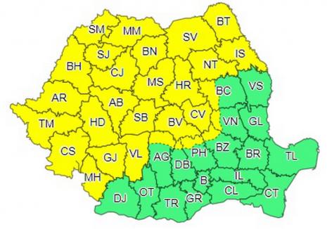 Atenție, vine vreme rea! Un nou cod galben de instabilitate atmosferică pentru județul Bihor