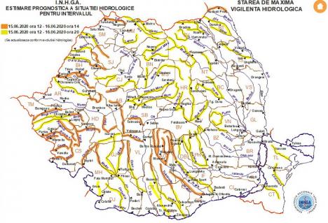 Pericolul n-a trecut: Cod portocaliu şi galben pe râurile din Bihor