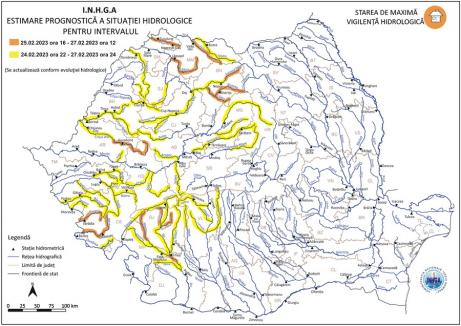 Avertizare de inundații în Bihor. Râurile vizate de codul galben