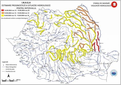 Risc de inundații în Bihor: Hidrologii au emis un cod galben pentru Crișul Repede și Barcău