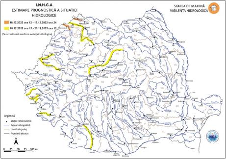 Risc de inundații în 11 bazine hidrografice din țară, inclusiv din județul Bihor