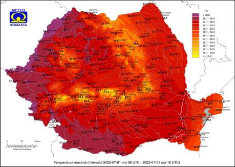 Caniculă record: Într-un oraș din Bihor a fost cea mai caldă zi, din istoria măsurătorilor