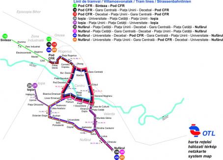Cum circulă tramvaiele în Oradea. Vezi noua hartă cu toate traseele OTL!