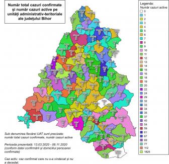 Află câte cazuri active de Covid-19 sunt în fiecare oraş şi comună din Bihor! În Oradea sunt 1.825 de infectaţi 