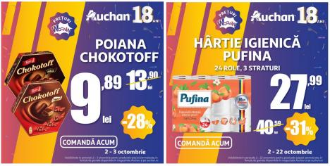 Auchan marchează 18 ani de la deschiderea primului magazin și sărbătorește, alături de clienți, cu peste 1.000 de oferte și reduceri senzaționale