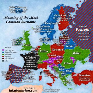 Harta onomastică a Europei: Care sunt cele mai comune nume de familie în ţările continentului